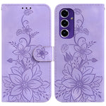 Custodia per telefono in pelle goffrata Giglio, For Samsung Galaxy S25+ 5G, For Samsung Galaxy S25 Ultra 5G, For Samsung Galaxy S24 FE 5G