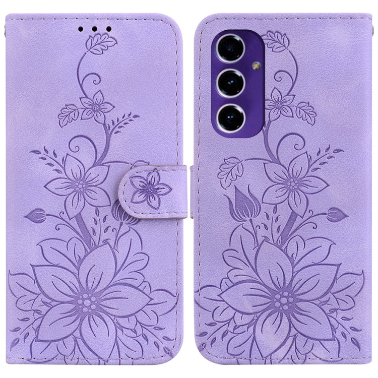 Custodia per telefono in pelle goffrata Giglio, For Samsung Galaxy S25+ 5G, For Samsung Galaxy S25 Ultra 5G, For Samsung Galaxy S24 FE 5G