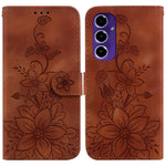 Custodia per telefono in pelle goffrata Giglio, For Samsung Galaxy S25+ 5G, For Samsung Galaxy S25 Ultra 5G, For Samsung Galaxy S24 FE 5G