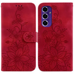 Custodia per telefono in pelle goffrata Giglio, For Samsung Galaxy S25+ 5G, For Samsung Galaxy S25 Ultra 5G, For Samsung Galaxy S24 FE 5G