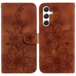 Custodia per telefono in pelle goffrata Giglio, For Samsung Galaxy S25+ 5G, For Samsung Galaxy S25 Ultra 5G, For Samsung Galaxy S24 FE 5G