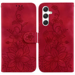 Custodia per telefono in pelle goffrata Giglio, For Samsung Galaxy S25+ 5G, For Samsung Galaxy S25 Ultra 5G, For Samsung Galaxy S24 FE 5G