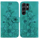 Custodia per telefono in pelle goffrata Giglio, For Samsung Galaxy S25+ 5G, For Samsung Galaxy S25 Ultra 5G, For Samsung Galaxy S24 FE 5G