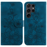 Custodia per telefono in pelle goffrata Giglio, For Samsung Galaxy S25+ 5G, For Samsung Galaxy S25 Ultra 5G, For Samsung Galaxy S24 FE 5G