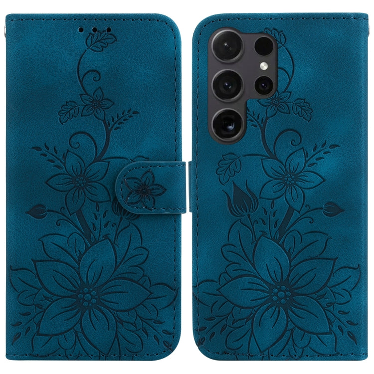 Custodia per telefono in pelle goffrata Giglio, For Samsung Galaxy S25+ 5G, For Samsung Galaxy S25 Ultra 5G, For Samsung Galaxy S24 FE 5G