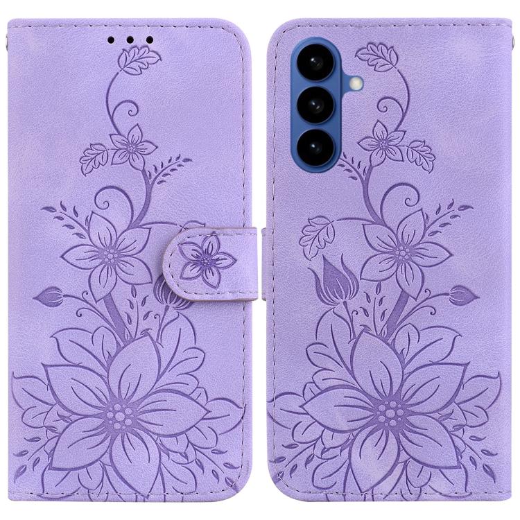 Custodia per telefono in pelle goffrata Giglio, For Samsung Galaxy S26 5G, For Samsung Galaxy S25 FE 5G, For Samsung Galaxy S25 Edge 5G, For Samsung Galaxy S25 5G
