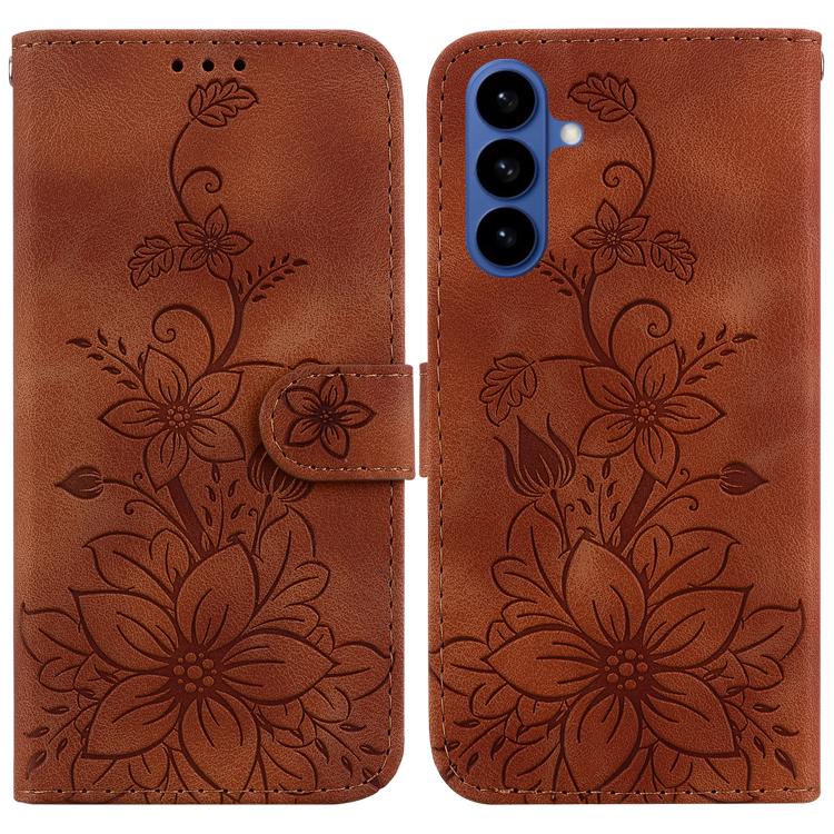 Custodia per telefono in pelle goffrata Giglio, For Samsung Galaxy S26 5G, For Samsung Galaxy S25 FE 5G, For Samsung Galaxy S25 Edge 5G, For Samsung Galaxy S25 5G