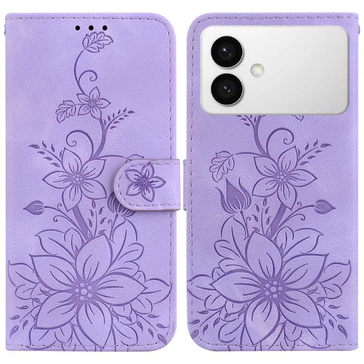 Custodia per telefono in pelle goffrata Giglio, For Galaxy S26 FE 5G, For Samsung Galaxy S26+ 5G, For Samsung Galaxy S26 Edge 5G, For Samsung Galaxy S26 Ultra 5G