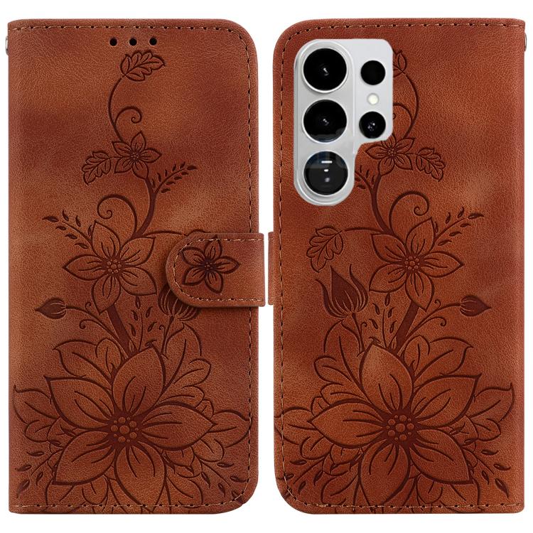 Custodia per telefono in pelle goffrata Giglio, For Galaxy S26 FE 5G, For Samsung Galaxy S26+ 5G, For Samsung Galaxy S26 Edge 5G, For Samsung Galaxy S26 Ultra 5G