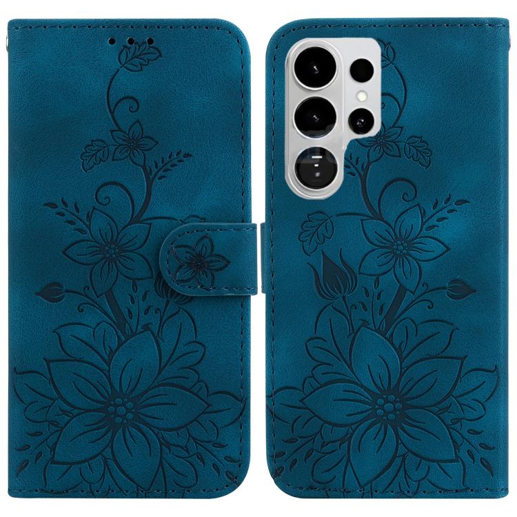 Custodia per telefono in pelle goffrata Giglio, For Galaxy S26 FE 5G, For Samsung Galaxy S26+ 5G, For Samsung Galaxy S26 Edge 5G, For Samsung Galaxy S26 Ultra 5G