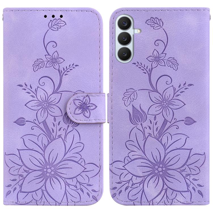 Custodia per telefono in pelle goffrata Giglio, For Galaxy S26 FE 5G, For Samsung Galaxy S26+ 5G, For Samsung Galaxy S26 Edge 5G, For Samsung Galaxy S26 Ultra 5G