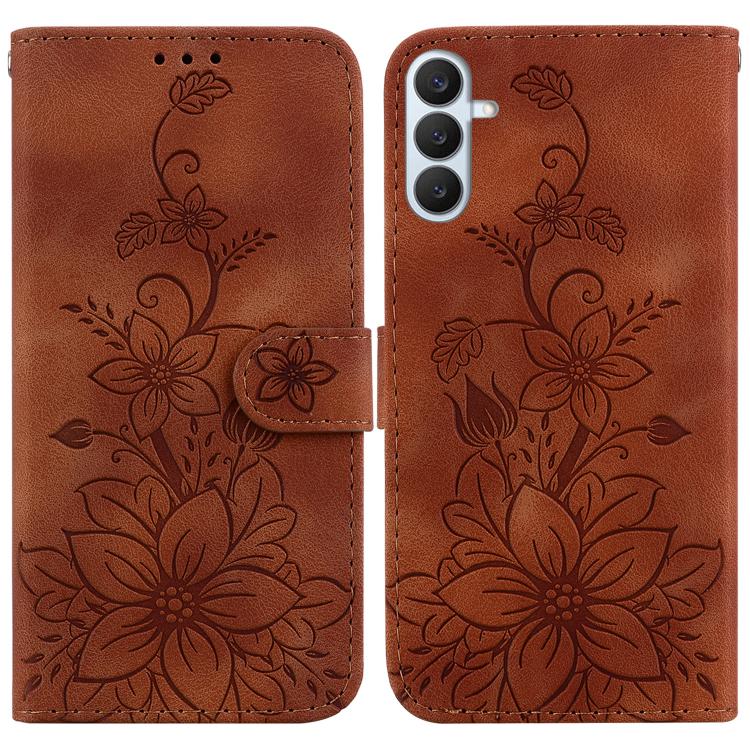 Custodia per telefono in pelle goffrata Giglio, For Galaxy S26 FE 5G, For Samsung Galaxy S26+ 5G, For Samsung Galaxy S26 Edge 5G, For Samsung Galaxy S26 Ultra 5G