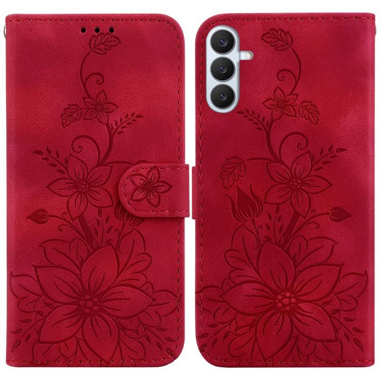 Custodia per telefono in pelle goffrata Giglio, For Galaxy S26 FE 5G, For Samsung Galaxy S26+ 5G, For Samsung Galaxy S26 Edge 5G, For Samsung Galaxy S26 Ultra 5G