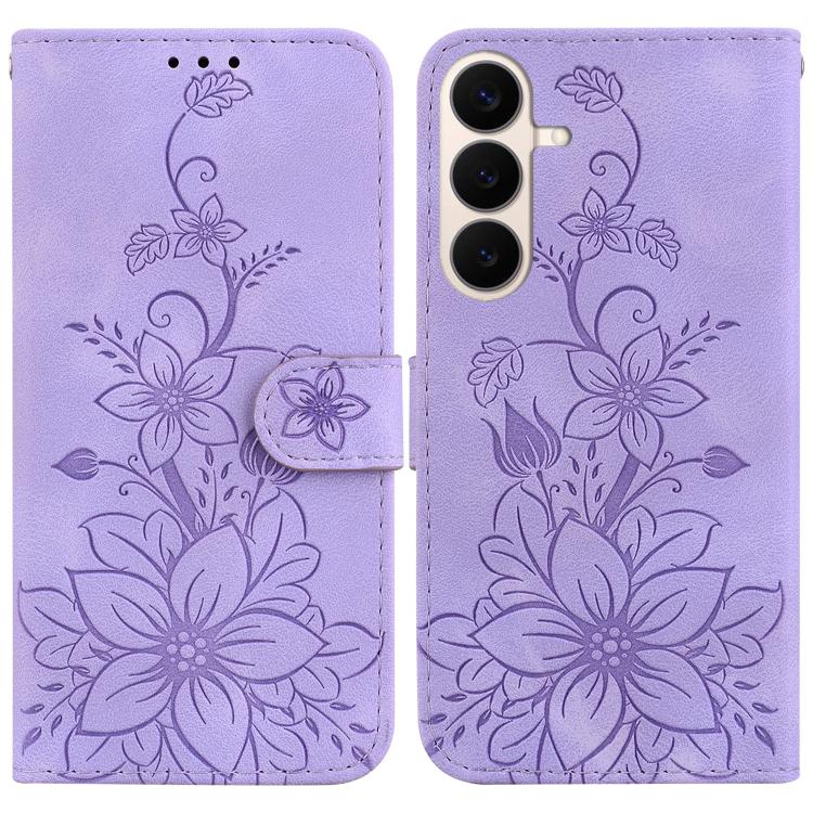 Custodia per telefono in pelle goffrata Giglio, For Galaxy S26 FE 5G, For Samsung Galaxy S26+ 5G, For Samsung Galaxy S26 Edge 5G, For Samsung Galaxy S26 Ultra 5G