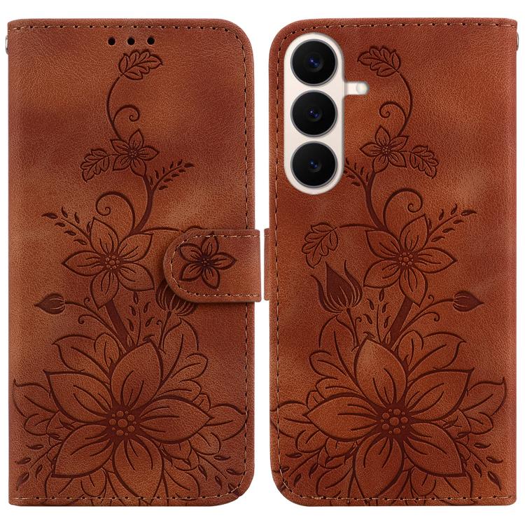 Custodia per telefono in pelle goffrata Giglio, For Galaxy S26 FE 5G, For Samsung Galaxy S26+ 5G, For Samsung Galaxy S26 Edge 5G, For Samsung Galaxy S26 Ultra 5G