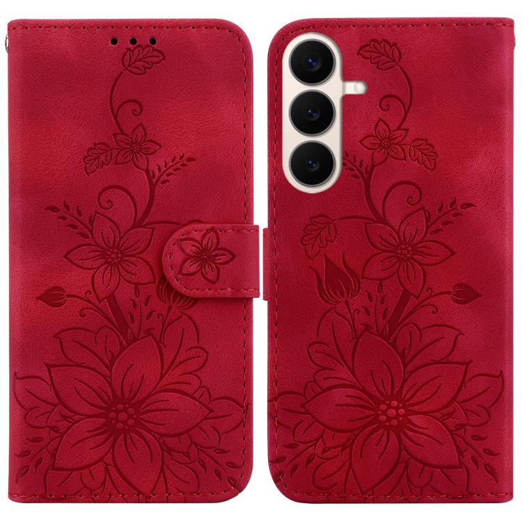 Custodia per telefono in pelle goffrata Giglio, For Galaxy S26 FE 5G, For Samsung Galaxy S26+ 5G, For Samsung Galaxy S26 Edge 5G, For Samsung Galaxy S26 Ultra 5G