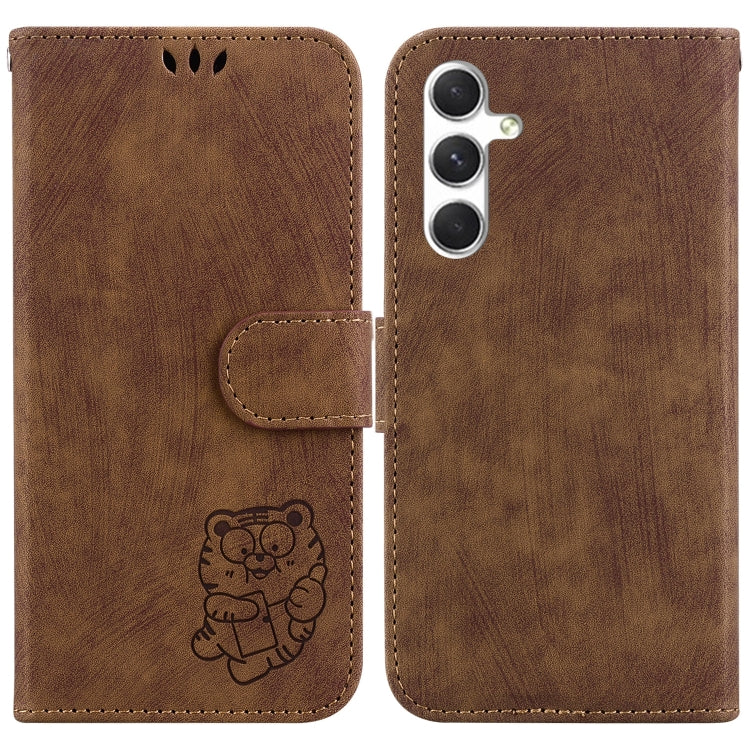 Custodia per telefono in pelle goffrata piccola tigre, For Samsung Galaxy S25 FE 5G, For Samsung Galaxy S25 Edge 5G, For Samsung Galaxy S25 5G, For Samsung Galaxy S25+ 5G