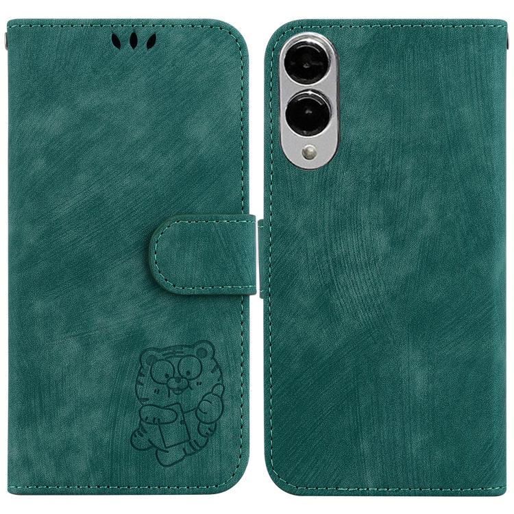 Custodia per telefono in pelle goffrata piccola tigre, For Samsung Galaxy S25 FE 5G, For Samsung Galaxy S25 Edge 5G, For Samsung Galaxy S25 5G, For Samsung Galaxy S25+ 5G