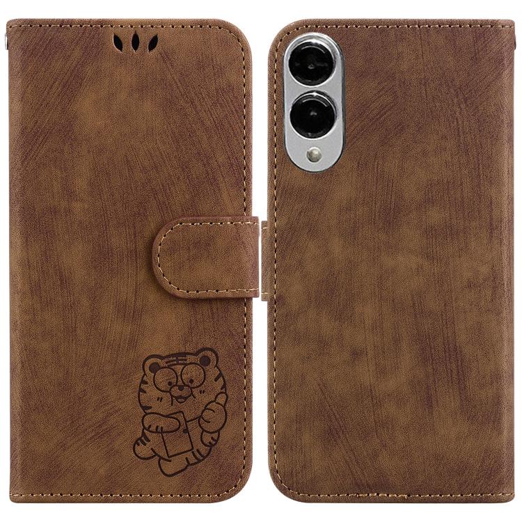 Custodia per telefono in pelle goffrata piccola tigre, For Samsung Galaxy S25 FE 5G, For Samsung Galaxy S25 Edge 5G, For Samsung Galaxy S25 5G, For Samsung Galaxy S25+ 5G