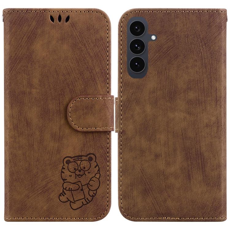 Custodia per telefono in pelle goffrata piccola tigre, For Samsung Galaxy S25 FE 5G, For Samsung Galaxy S25 Edge 5G, For Samsung Galaxy S25 5G, For Samsung Galaxy S25+ 5G