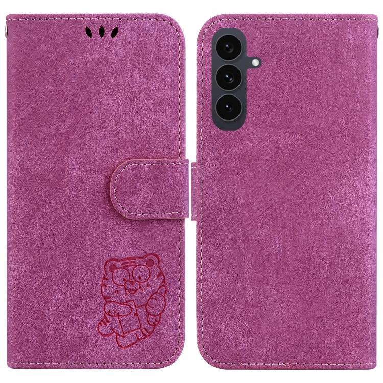 Custodia per telefono in pelle goffrata piccola tigre, For Samsung Galaxy S25 FE 5G, For Samsung Galaxy S25 Edge 5G, For Samsung Galaxy S25 5G, For Samsung Galaxy S25+ 5G