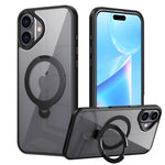 Custodia per telefono trasparente con supporto ad anello magnetico rotante MagSafe, For iPhone 16 Pro Max, For iPhone 16 Pro, For iPhone 16 Plus, For iPhone 16, For iPhone 15 Pro Max, For iPhone 15 Pro