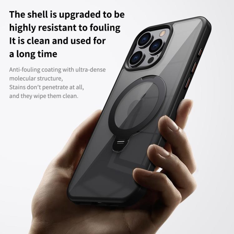Custodia per telefono trasparente con supporto ad anello magnetico rotante MagSafe, For iPhone 15 Plus, For iPhone 15, For iPhone 14 Plus, For iPhone 14, For iPhone 14 Pro, For iPhone 14 Pro Max