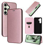 Custodia per cellulare in pelle con texture in fibra di carbonio, For Samsung Galaxy S25+ 5G, For Samsung Galaxy S25 Ultra 5G, For Samsung Galaxy S24 FE 5G