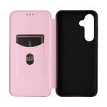 Custodia per cellulare in pelle con texture in fibra di carbonio, For Samsung Galaxy S24 FE 5G