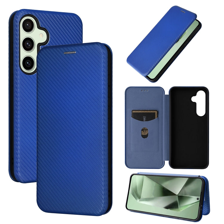 Custodia per cellulare in pelle con texture in fibra di carbonio, For Samsung Galaxy S25+ 5G, For Samsung Galaxy S25 Ultra 5G, For Samsung Galaxy S24 FE 5G