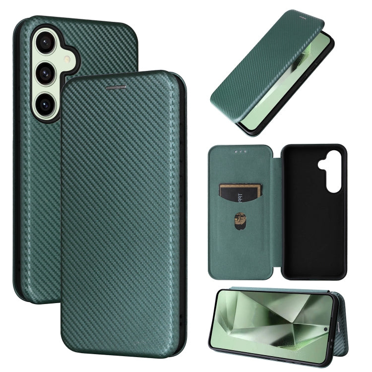 Custodia per cellulare in pelle con texture in fibra di carbonio, For Samsung Galaxy S25+ 5G, For Samsung Galaxy S25 Ultra 5G, For Samsung Galaxy S24 FE 5G
