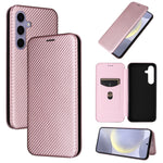 Custodia per cellulare in pelle con texture in fibra di carbonio, For Samsung Galaxy S25+ 5G, For Samsung Galaxy S25 Ultra 5G, For Samsung Galaxy S24 FE 5G