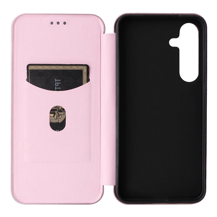 Custodia per cellulare in pelle con texture in fibra di carbonio, For Samsung Galaxy S25+ 5G, For Samsung Galaxy S25 Ultra 5G, For Samsung Galaxy S24 FE 5G
