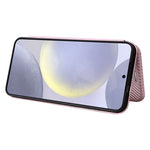 Custodia per cellulare in pelle con texture in fibra di carbonio, For Samsung Galaxy S25+ 5G, For Samsung Galaxy S25 Ultra 5G, For Samsung Galaxy S24 FE 5G