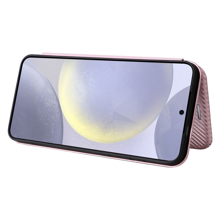 Custodia per cellulare in pelle con texture in fibra di carbonio, For Samsung Galaxy S25+ 5G, For Samsung Galaxy S25 Ultra 5G, For Samsung Galaxy S24 FE 5G