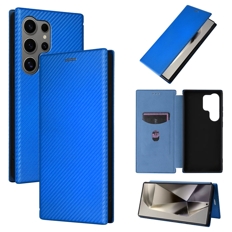 Custodia per cellulare in pelle con texture in fibra di carbonio, For Samsung Galaxy S25+ 5G, For Samsung Galaxy S25 Ultra 5G, For Samsung Galaxy S24 FE 5G