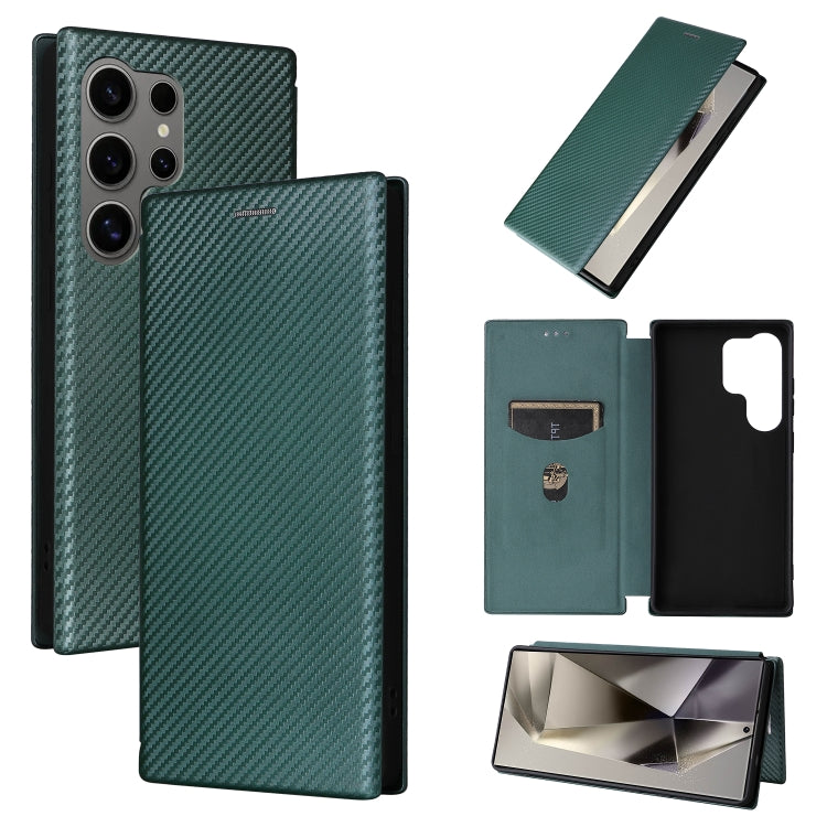 Custodia per cellulare in pelle con texture in fibra di carbonio, For Samsung Galaxy S25+ 5G, For Samsung Galaxy S25 Ultra 5G, For Samsung Galaxy S24 FE 5G