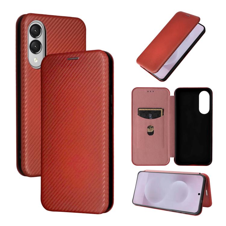 Custodia per cellulare in pelle con texture in fibra di carbonio, For Samsung Galaxy S26 5G, For Samsung Galaxy S25 FE 5G, For Samsung Galaxy S25 Edge 5G, For Samsung Galaxy S25 5G