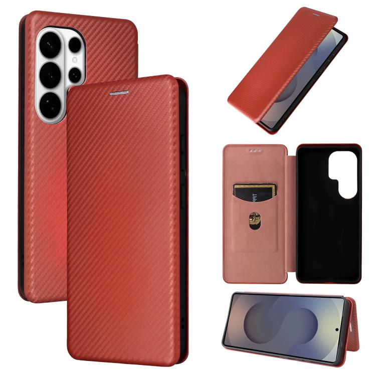 Custodia per cellulare in pelle con texture in fibra di carbonio, For Galaxy S26 FE 5G, For Samsung Galaxy S26+ 5G, For Samsung Galaxy S26 Edge 5G, For Samsung Galaxy S26 Ultra 5G