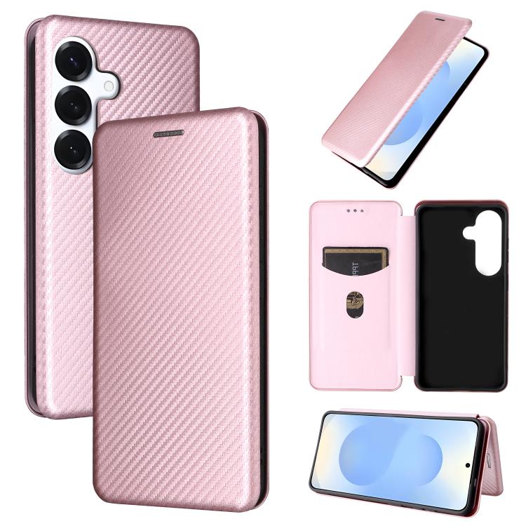 Custodia per cellulare in pelle con texture in fibra di carbonio, For Samsung Galaxy S26 5G, For Samsung Galaxy S25 FE 5G, For Samsung Galaxy S25 Edge 5G, For Samsung Galaxy S25 5G