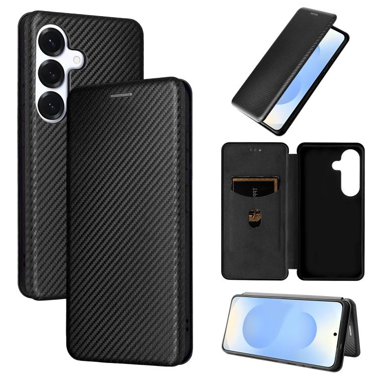 Custodia per cellulare in pelle con texture in fibra di carbonio, For Samsung Galaxy S26 5G, For Samsung Galaxy S25 FE 5G, For Samsung Galaxy S25 Edge 5G, For Samsung Galaxy S25 5G