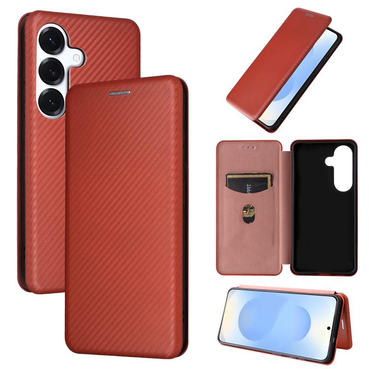 Custodia per cellulare in pelle con texture in fibra di carbonio, For Samsung Galaxy S26 5G, For Samsung Galaxy S25 FE 5G, For Samsung Galaxy S25 Edge 5G, For Samsung Galaxy S25 5G