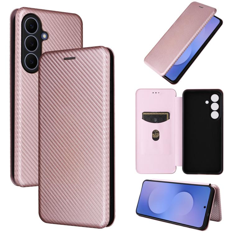 Custodia per cellulare in pelle con texture in fibra di carbonio, For Galaxy S26 FE 5G, For Samsung Galaxy S26+ 5G, For Samsung Galaxy S26 Edge 5G, For Samsung Galaxy S26 Ultra 5G