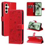 Custodia per cellulare in pelle con motivo gatto e ape in rilievo, For Galaxy S25 Ultra 5G, For Galaxy S24 FE 5G