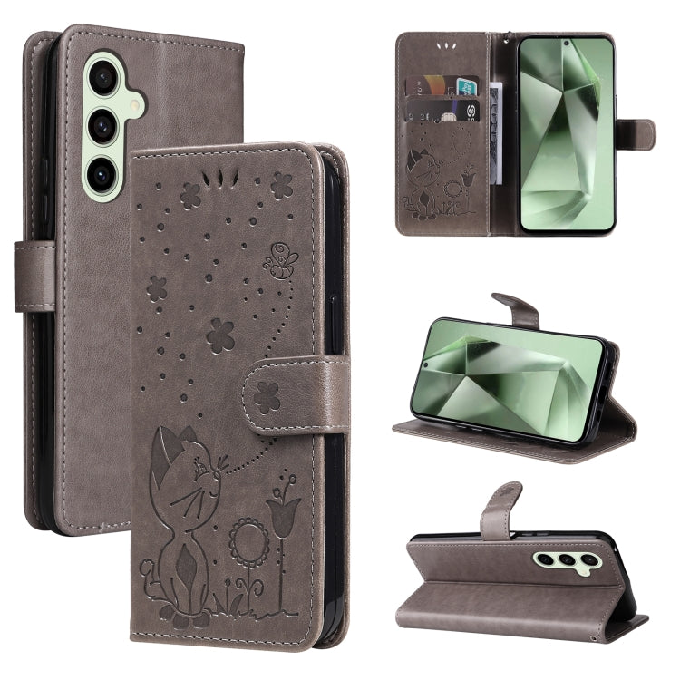 Custodia per cellulare in pelle con motivo gatto e ape in rilievo, For Galaxy S25 Ultra 5G, For Galaxy S24 FE 5G