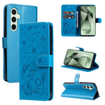 Custodia per cellulare in pelle con motivo gatto e ape in rilievo, For Galaxy S25 Ultra 5G, For Galaxy S24 FE 5G