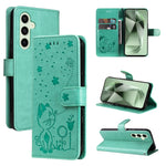 Custodia per cellulare in pelle con motivo gatto e ape in rilievo, For Galaxy S25 Ultra 5G, For Galaxy S24 FE 5G