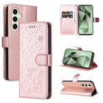 Custodia per cellulare in pelle con motivo gatto e ape in rilievo, For Galaxy S25 Ultra 5G, For Galaxy S24 FE 5G
