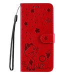 Custodia per cellulare in pelle con motivo gatto e ape in rilievo, For Galaxy S25 Ultra 5G, For Galaxy S24 FE 5G