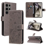 Custodia per cellulare in pelle con motivo gatto e ape in rilievo, For Galaxy S25 Ultra 5G, For Galaxy S24 FE 5G
